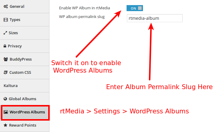 WordPress Album Settings