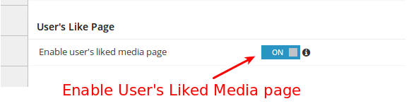 User liked media page admin setting
