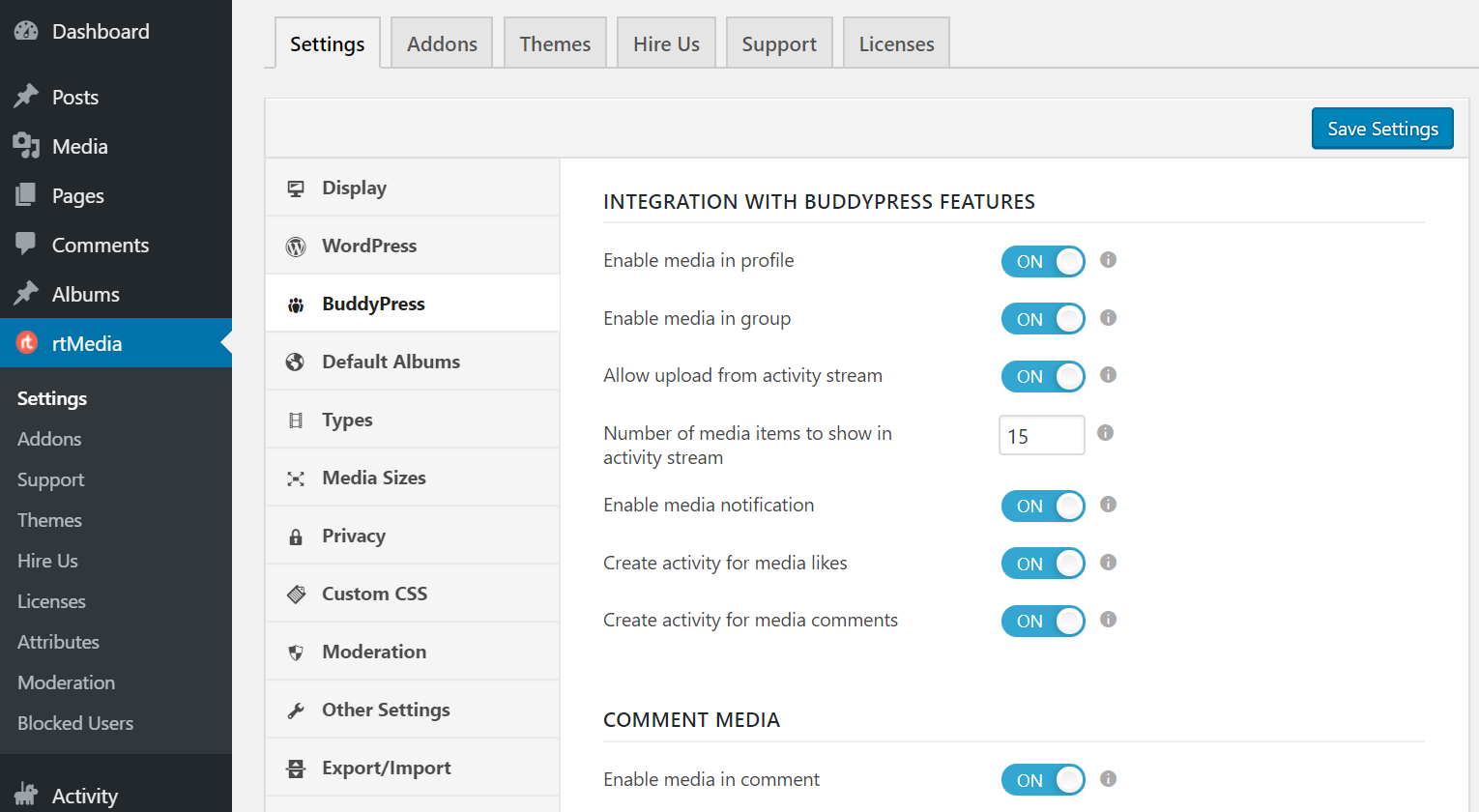 rtmedia buddypress integration