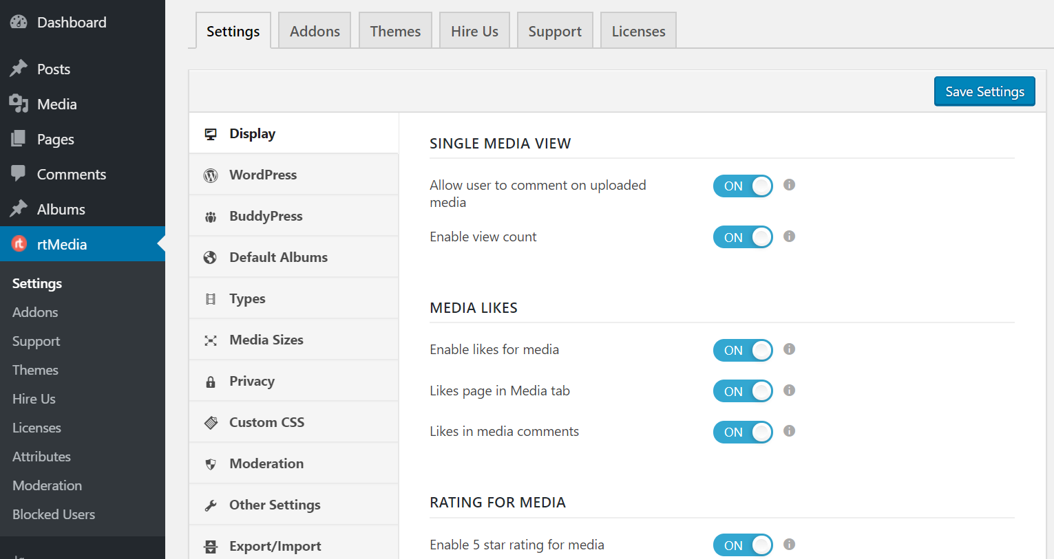 rtmedia display settings