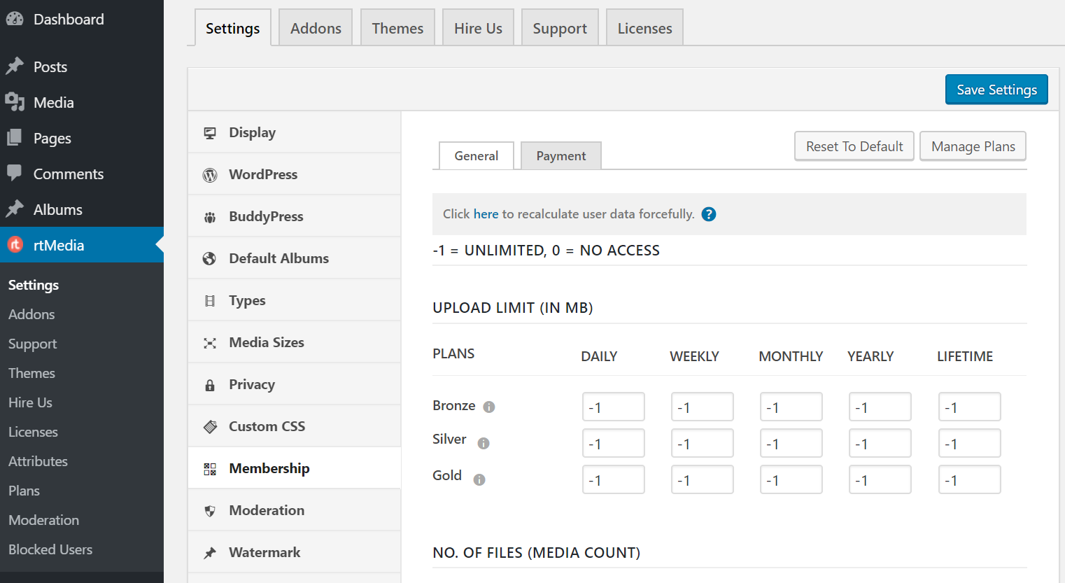 rtmedia membership settings