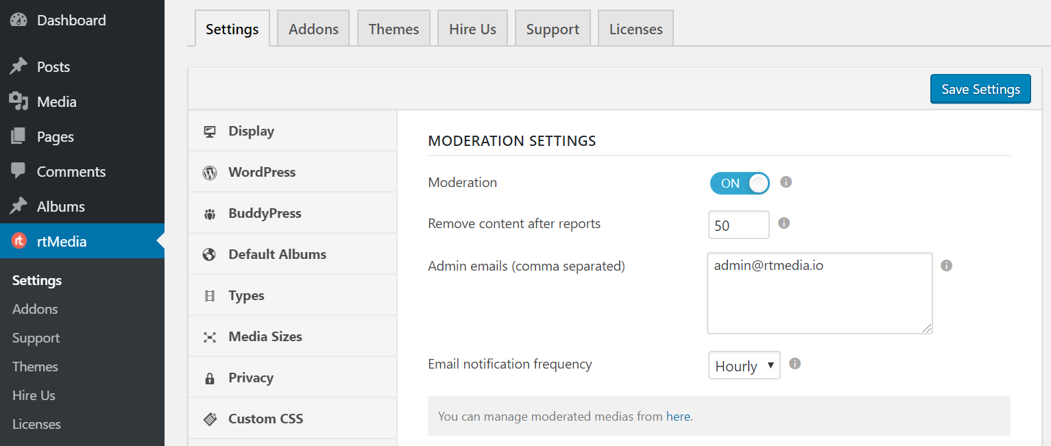 rtmedia moderation settings