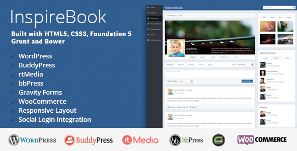 InspireBook - The Best WordPress Social Networking Theme like Facebook for BuddyPress Communities.