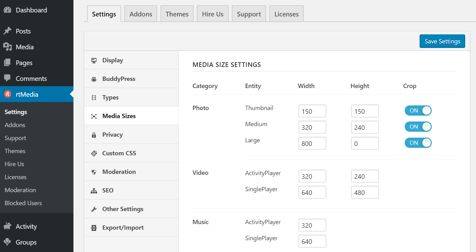 rtmedia media sizes