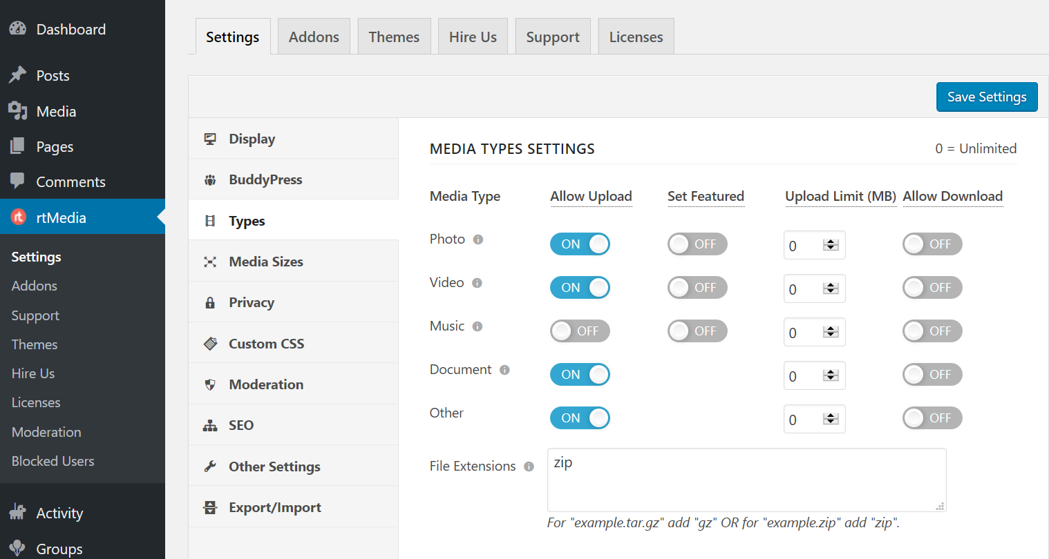 rtmedia types