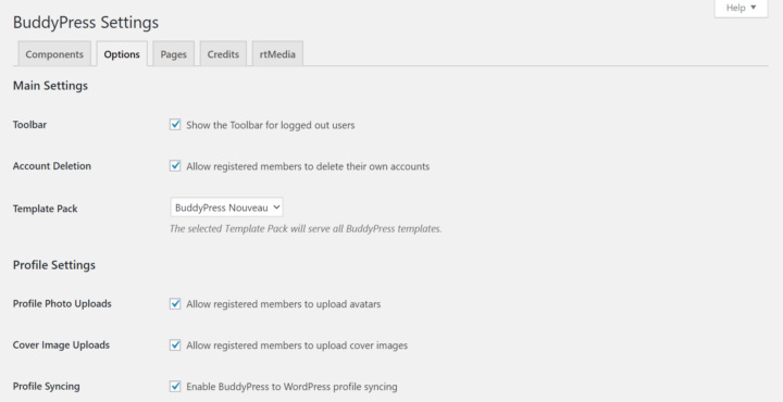 Buddypress Options Image