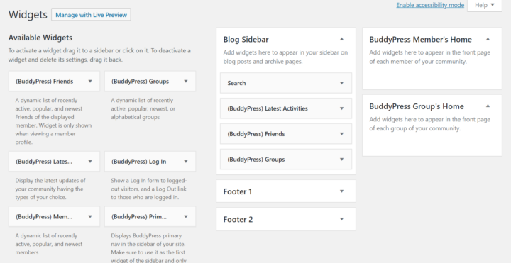 buddypress widgets