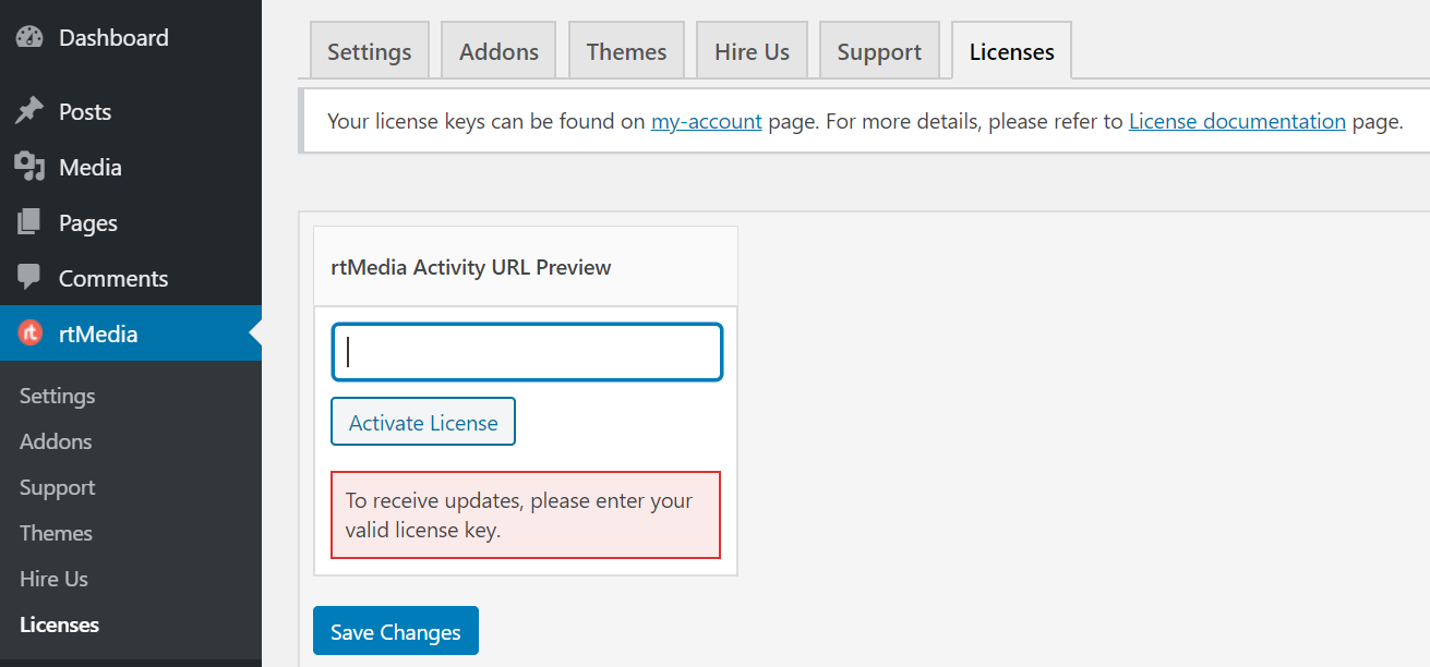 rtmedia activity url preview addon license activation