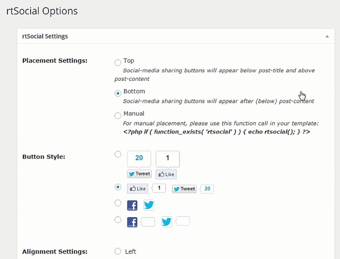 rtsocial options